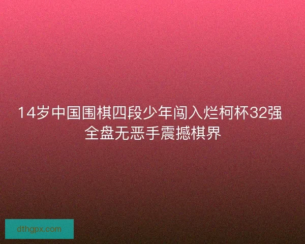 14岁中国围棋四段少年闯入烂柯杯32强 全盘无恶手震撼棋界