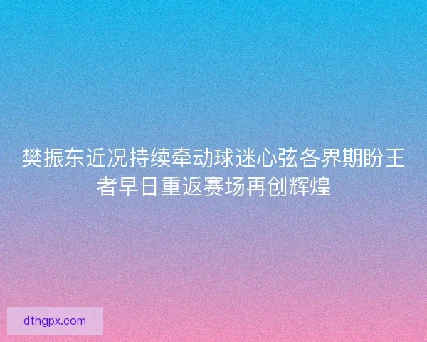 樊振东近况持续牵动球迷心弦各界期盼王者早日重返赛场再创辉煌
