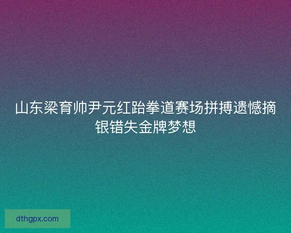 山东梁育帅尹元红跆拳道赛场拼搏遗憾摘银错失金牌梦想 山东梁育帅尹元红跆拳道赛场拼搏遗憾摘银错失金牌梦想